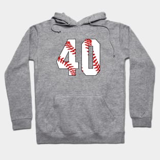 Baseball Number 40 #40 Baseball Shirt Jersey Favorite Player Biggest Fan Hoodie